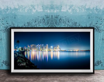 San Diego Cityscape Print: Sunset and Coronado Bridge (Wall Decor Options)