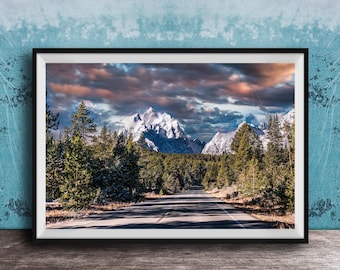 Grand Teton Mountain Print - Sunrise Wildlife Landscape