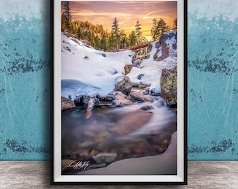 Winter Waterfall Photo Print: Eagle Falls Lake Tahoe Scene