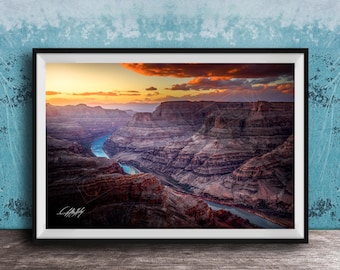 Grand Canyon Print: Sunset Landscape (Warm Tones, Multiple Sizes)