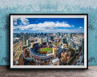 Padres Baseball Art Print: San Diego Skyline and Stadium (Framed or Unframed)