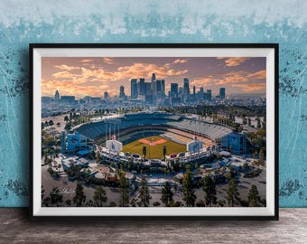 Dodgers Stadium Wall Art - LA Baseball Skyline at Sunrise and Sunset