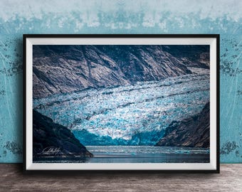 Alaska Mendenhall Glacier Wall Art, Blue Ice Scene (Nature Print)