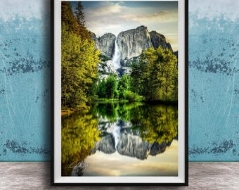 Yosemite Falls Print, Merced River Vista, National Park Landscape Art