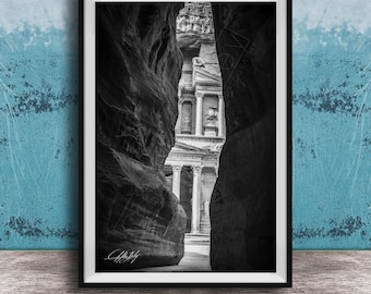 Petra Jordan Sunrise Print, The Rose City, Desert Black & White Fine Art Photography