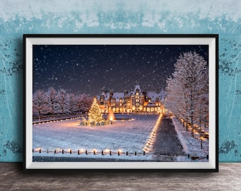 Biltmore Estate Christmas Print - Winter Snow Landscape