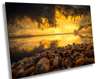 Dead Sea Sunrise Painting, Israel Nature Artwork, Holy Land Landscape, Mineral Rich Waters, Quiet Glory Scene, Artist Print