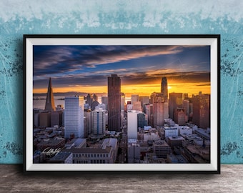 San Francisco Wall Art: Sunrise Skyline - Warm Light Cityscape