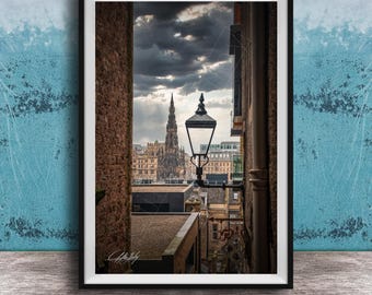 Edinburgh Cityscape Print: Scott Monument at Golden Hour