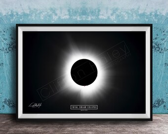 Total Solar Eclipse Poster: 2024 Cosmic Sun and Moon Art