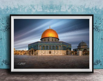 Dome of the Rock Art: Jerusalem Skyline (Canvas or Paper Print)