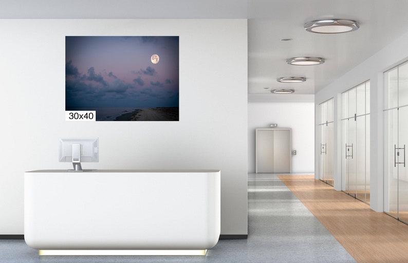 Moon Over Shoreline/Coastline Print/Canvas/Acrylic/Metal image 5