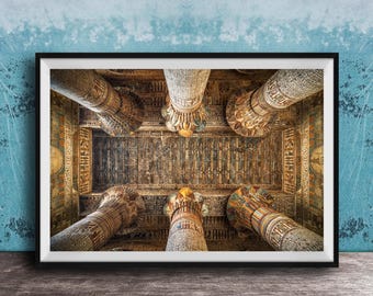 Esna Temple Wall Decor: Ancient Egyptian Columns