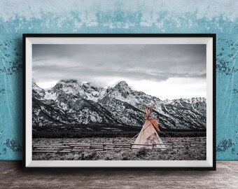 Grand Teton Teepee Wall Art - Scenic Rocky Mountains View