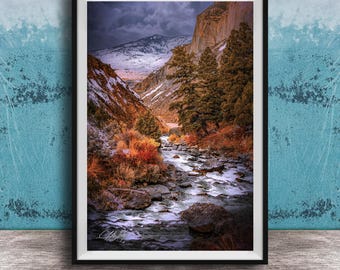 Yellowstone National Park Print: Autumn River Scene (Canvas or Paper)