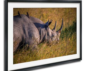 Rhino Wall Art: African Safari Scene (Boho Style)