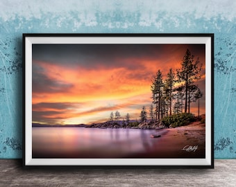Sands Harbor Lake Tahoe Sunset Print: Serene Landscape Art