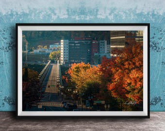 Cityscape Wall Art: Knoxville Gay Street Bridge - Autumn Sunrise