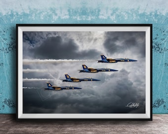 Blue Angels Jet Art: Pensacola Airshow Scene (Canvas or Metal)