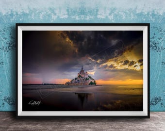 Mont Saint-Michel Print: Normandy Landmark at Sunset