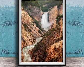 Yellowstone Falls Wall Art: Sunrise Glow - Canyon Landscape