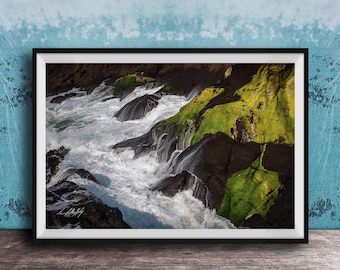 Oregon Coast Map Poster, Scenic Ocean View (Wall Art Print)