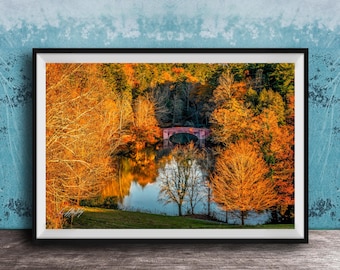 Biltmore Estate Print: Autumn Lake Scene (Rustic Cabin Decor)