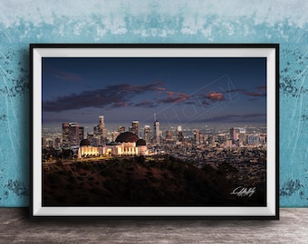 Griffith Observatory Print: LA Sunset Cityscape - Mid Century Style