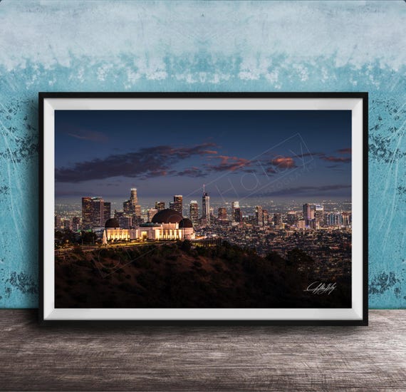 Griffith Observatory Print: LA Sunset Cityscape - Mid Century
