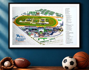 Churchill Downs Map Print, Kentucky Derby Twin Spires Racing Poster, Derby Day Wall Art