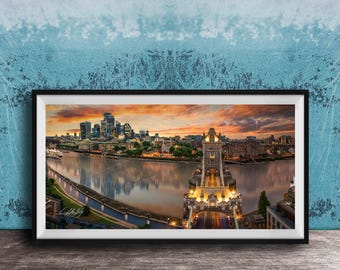 Tower Bridge London Wall Art - Sunset with City Skyline