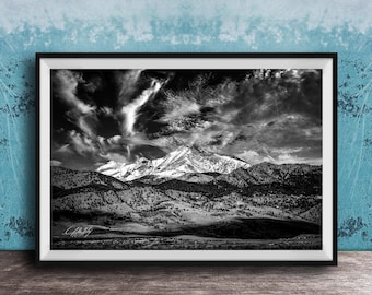 Rocky Mountains Wall Art: Black and White Scenic Landscape