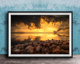 Dead Sea Wall Art: Sunrise Over Calm Waters (Custom Artist Print)