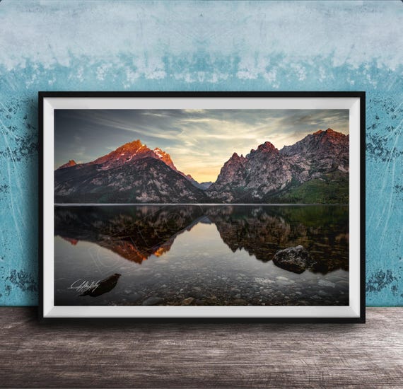 Rocky T 富士山の風景画 写真額縁 瑞光 Grand Teton Wall Art: Sunrise Over Jenny Lake - Nature Photography