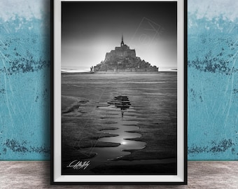 Mont Saint-Michel Photo, Sunrise over Abbey (Normandy Coastal Landscape)