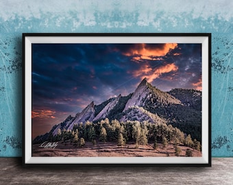 Flatirons, Chautauqua Meadow, Boulder Colorado Rocky Mountains Sunrise Sunset