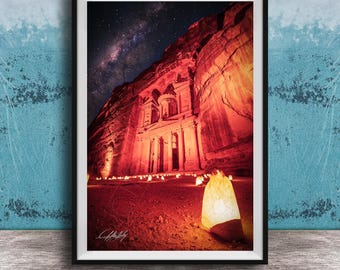 Petra Jordan Candlelight Milky Way Print, The Rose City, Desert Fine Art Photography