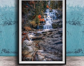 Park City Waterfall Print: Gloria Falls and Golden Aspen - Framed or Unframed