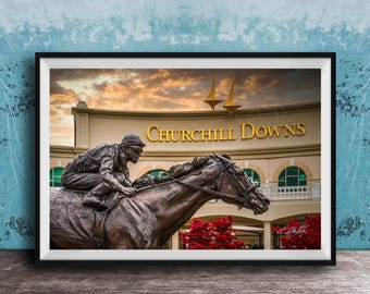 Churchill Downs Print: Kentucky Derby Scene (Barbaro and Twin Spires)
