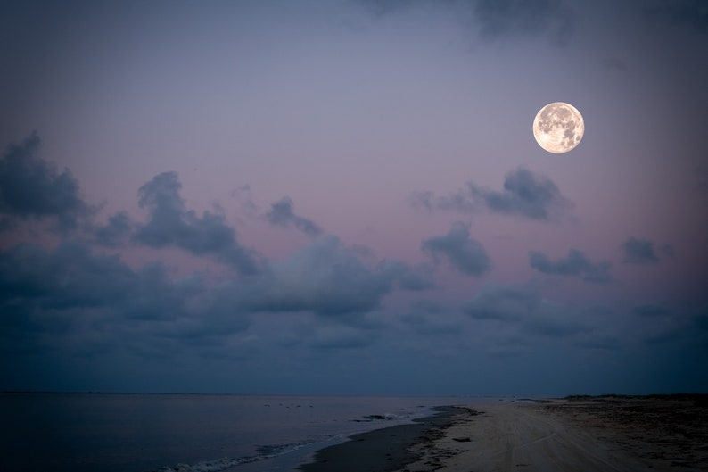 Moon Over Shoreline/Coastline Print/Canvas/Acrylic/Metal image 1
