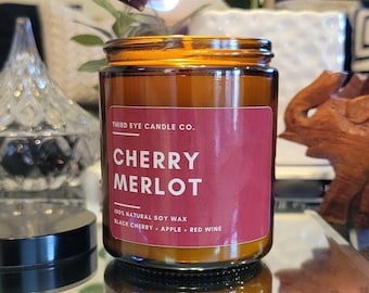 CHERRY MERLOT Soy Candle | Black Cherry, Red Wine, Apple Scent