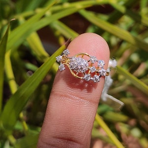 18K Solid Gold Diamond Ring, Floral Cluster Design, Real Diamond Gold Ring, Vintage Inspired Engagement Ring, Unique Wedding Gift for Her