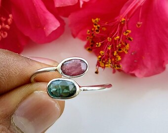 Multi-Tourmaline Ring, Multi Tourmaline Statement Ring, Handmade 925 Sterling Silver Rose Cut Ring, Available in all gemstones, Best Gift