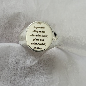 Anillo de sello de plata, anillo para el meñique con cita, anillo con cita, anillo grabado personalizado, anillo de plata de ley 925 con escritura grabada personalizada, anillo de regalo
