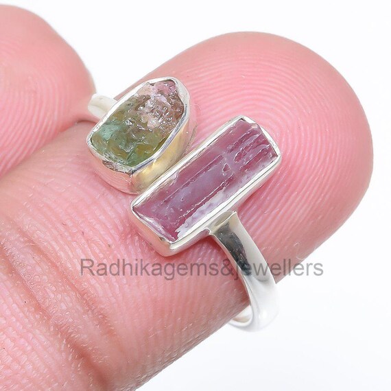 バイカラートルマリンリング、天然ピンクバイカラートルマリンリング