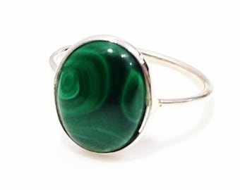 Green Malachite Handmade Ring in 925 Sterling Silver, Available in all Sizes, Malachite Ring, Gift For Her, Taurus Birthstone Ring, Gift