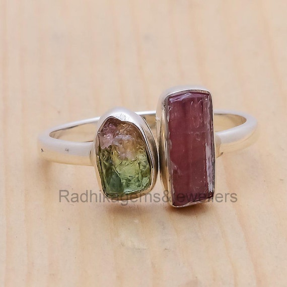 バイカラートルマリンリング、天然ピンクバイカラートルマリンリング