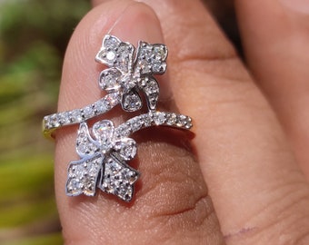 18K Solid Gold Diamond Cluster Ring, Floral Diamond Engagement Ring, Real Diamond Women’s Ring, Dainty Gold Ring, Anniversary Gift for Her