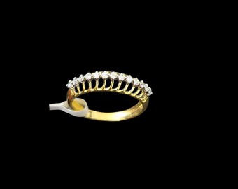 Anello eternity in oro massiccio 18 carati con diamanti: anello minimalista impilabile, anello di fidanzamento, anello con diamanti veri, delicata fede nuziale in oro, anello in oro