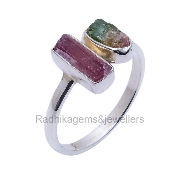 バイカラートルマリンリング、天然ピンクバイカラートルマリンリング